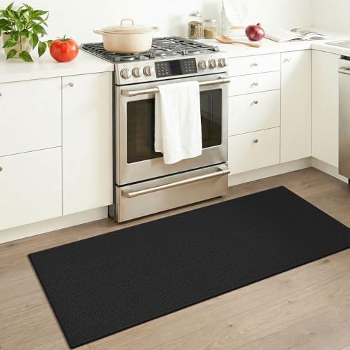 KOZYFLY Runners for Hallways 2x5 ft Washable Kitchen Runner Non Slip Rubber Backed Hall Runners Cotton Entryway Runner Rugs Floor Carpet for Indoor Backdoor Bedroom Kitchen, Black/Dark Grey - Image 2