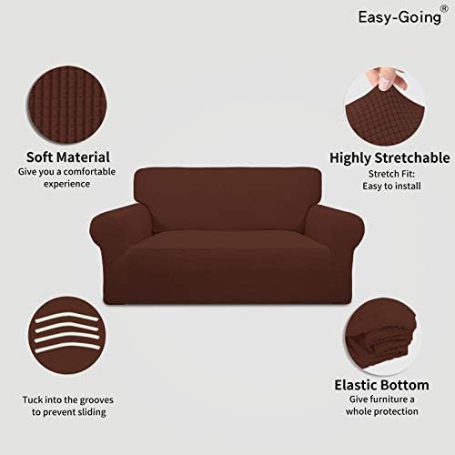 Easy-Going Stretch Loveseat Couch Covers Washable Coffee - Image 3