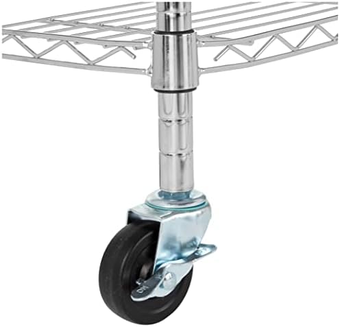 Amazon Basics 4-Shelf Adjustable Heavy Duty Storage Shelving Unit with Wheels, No-Tool Easy Assembly, Garage Shelving, Metal Wire Rack with Casters and Leveling Feet, 36" x 14" x 57.8", Chrome - Image 4