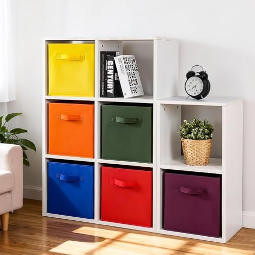 Stero Fabric Storage Bins 6 Pack Fun Colored Durable Storage Cubes with Fabric Handles Foldable Cube Baskets for Home, Kids Room, Closet and Toys Organization Multi Colors-2 - Image 7