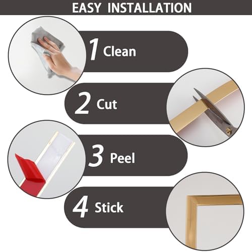 Lunghaa Peel and Stick Finish Molding Trim, Flexible Decoration Strip for Wall Tile Edge, Mirror, Cabinet, Furniture and DIY Home Decoration (Brushed Gold, 16.4 ft x 0.8 in) - Image 7