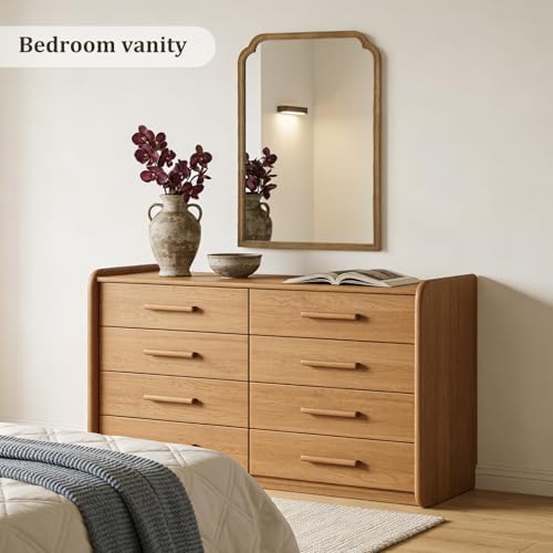 WallBeyond 28" x 40" Wood Bathroom Mirror for Wall Mounted, Rustic Rounded Corner Vanity Mirror for Entryway, Living Room or Bedroom Home Decorative [28" x 40" Natural Color] - Image 2