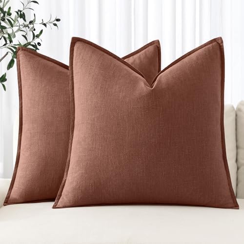 MIULEE Decorative Linen Pillow Covers 20x20 Inch Autumn Glaze by MIULEE