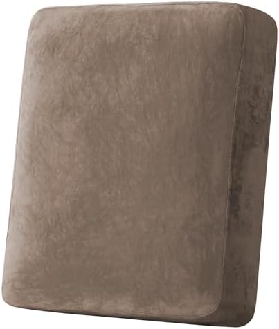 H.VERSAILTEX Velvet Stretch Couch Cushion Cover Plush Cushion Slipcover for Chair Cushion Furniture Protector Seat Cushion Sofa Cover (1 Piece Armchair Cushion Covers, Mocha) by HVERSAILTEX