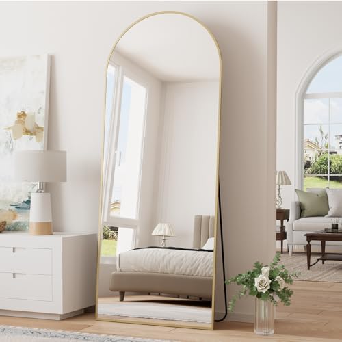 70''x26'' Full Length Mirror, Large Arched Floor Mirror with Stand, Oversized Wall Mirror, Full Body Mirrors Standing Leaning for Living Room, Bedroom (Gold) by TinyTimes