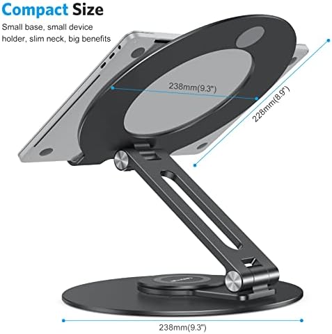 OMOTON Adjustable Laptop Stand for Desk 360° Rotating Base up to 17" Black - Image 6