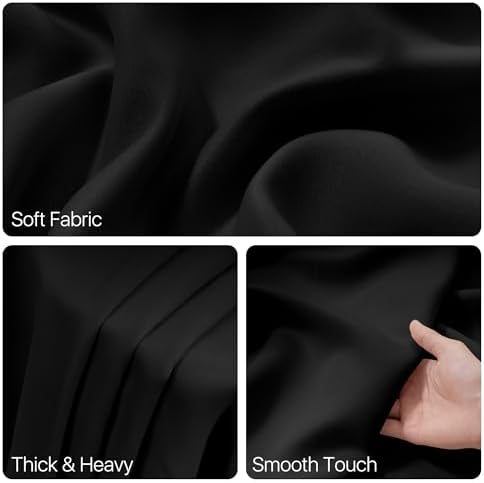 RYB HOME Extra Wide Room Divider Curtains with Flexible Silent Track, Blackout Extra Long Curtains with Hooks for Bedroom/Living Room/Basement Ceiling&Wall Mount, Black, W150 x L108, 1 Panel - Image 4