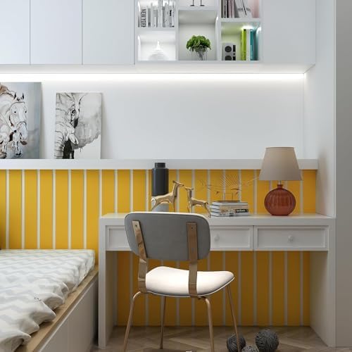 YENHOME Yellow Wallpaper Border Peel and Stick Mirror Frame Border Removable Waterproof Wallpaper Trim for Bathroom Kids Bedroom Bulletin Board Yellow Sticker for Bulletin Board Decoration 3"X236" - Image 3