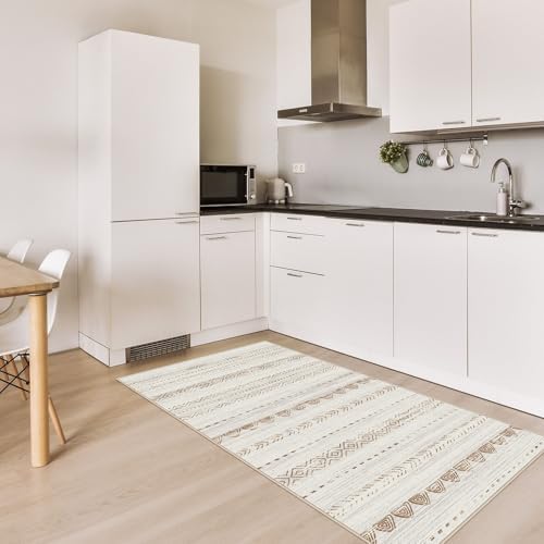 Nakagishi Boho 2x4 Washable Area Rug Non Slip Carpet for Entryway Beige - Image 3