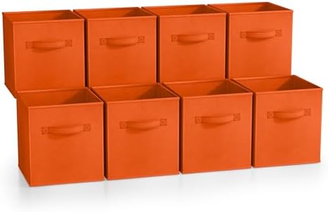 Sorbus Fabric Storage Cubes, 8 Pack, with Handles (11 Inch, Orange) by Sorbus