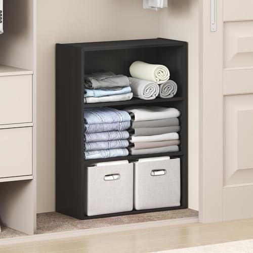 Furinno Reed Closet Organizers and Storage, 3-Tier Closet Organizer, Open Shelf Closet Storage, for Wardrobe, Bedroom, Living Room, Americano by Furinno-FitsYourSpaceFitsYourBudget