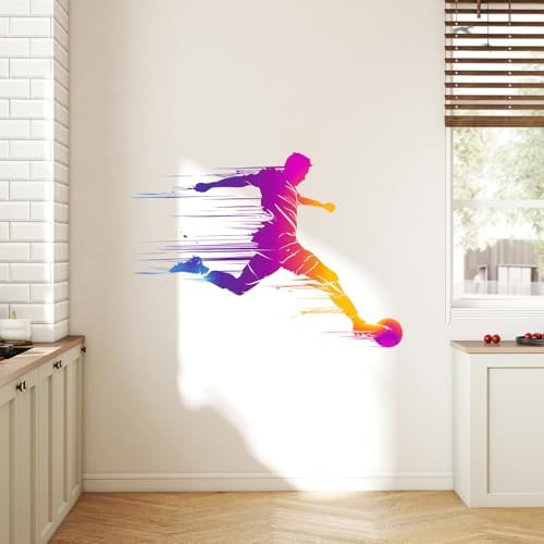 ANNA QUEEN Soccer Player Wall Decals Peel and Stick, Football Kick Silhouette Wall Stickers, Sports Wall Decor Removable Vinyl Wall Art for Boys Bedroom Game Room - Image 7