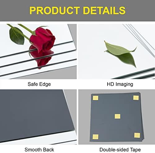 Full Length Mirror Tiles, 12" x 12" x 8PCS Frameless Wall Mounted Mirror - Image 6