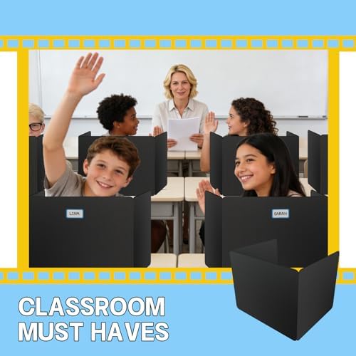 22 Pack Desk Dividers for Students, Durable Privacy Shield Folder for Students, Reusable Teacher Supplies Classroom Test Divider, Waterproof Plastic & Easy Clean, Includes Extra Labels - Image 5