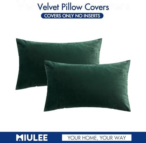 MIULEE 12x20 Inch Lumbar Velvet Throw Pillow Covers Army Green - Image 6