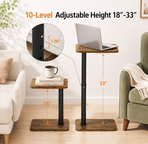 C-Shaped TV Tray Table, Height Adjustable Side Table, Couch Table End Table - Image 3