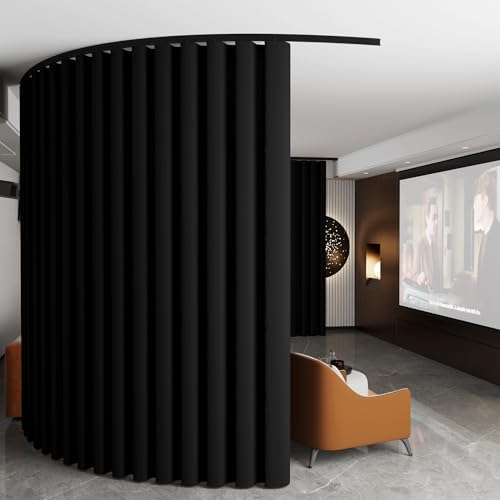 RYB HOME Black Room Divider Curtain Flexible Silent Ceiling Track - Image 2