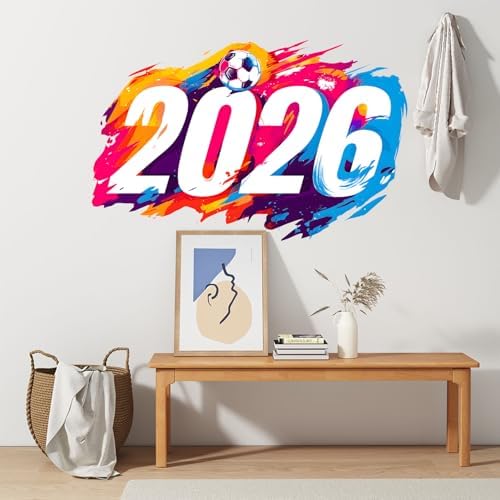 ANNA QUEEN Soccer 2026 Wall Decals Peel and Stick, Colorful Football Number Wall Stickers, Sports Wall Decor Removable Vinyl Wall Art for Boys Bedroom Game Room Decor - Image 4