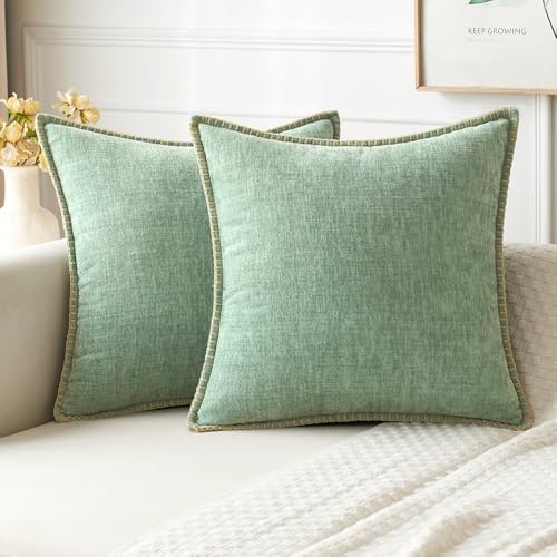 MIULEE Decorative Couch Throw Pillow Covers 18x18 Inch Greyish Green 2 Pack by MIULEE