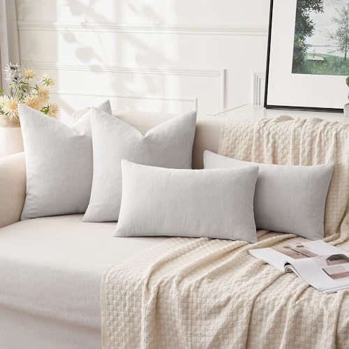 MIULEE Light Grey Chenille Couch Throw Pillow Covers, 18x18 - Image 4