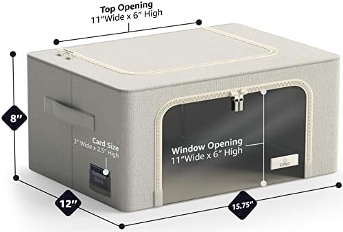 Sorbus Clothes Storage Bins, Clear Window & Handles (Medium, 2 Pack, Beige) - Image 3
