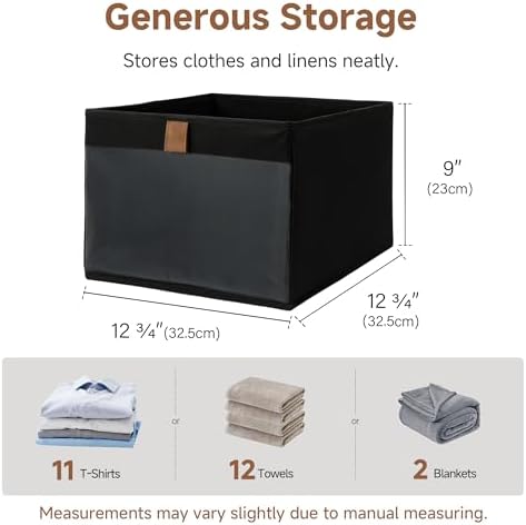 StorageWorks Closet Storage Bins with Clear Window, Black, 3-Pack - Image 2