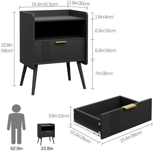 Night Stand Modern End Table with Storage Drawer, Bedside Table for Bedroom - Image 2