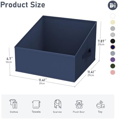 DIMJ Closet Storage Bins 12 Pack - Fabric Storage Baskets for Shelves, Collapsible Clothes Organizer with Handles, Trapezoid Shelf Organization Storage Cubes for Purse, Toys, Books, Towel, Clothes - Image 5