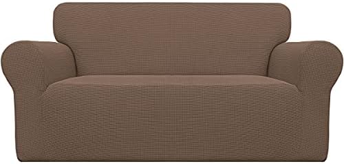 Easy-Going Stretch Oversized Loveseat Couch Covers Washable Brown by Easy-Going