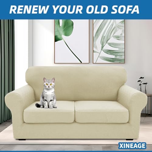 XINEAGE 3-Piece Stretch Loveseat Sofa Cover, Washable Couch Covers for Dog - Image 4