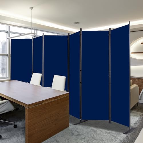Room Divider, 6 Panel Folding Privacy Screens with Wider Feet, Navy Blue - Image 6