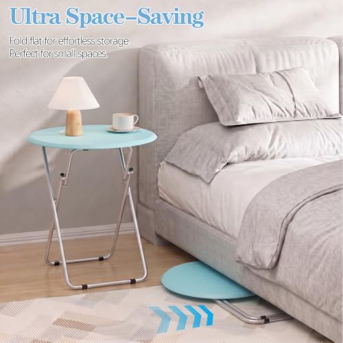 TV Tray Table, Folding TV trays Portable Table on Couch, Round&Green - Image 5