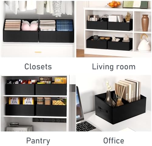 DIMJ Trapezoid Storage Bins for clothes - 5 Packs Closet Organizers and Storage Baskets, Foldable Closet Baskets with Handles and Divider, Closet Storage Bin Toybox for Shelves Living Room Bedroom - Image 6