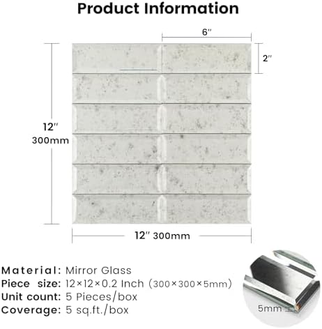 Peel and Stick Light Antique Mirror Strip Tile Backsplash - Image 3