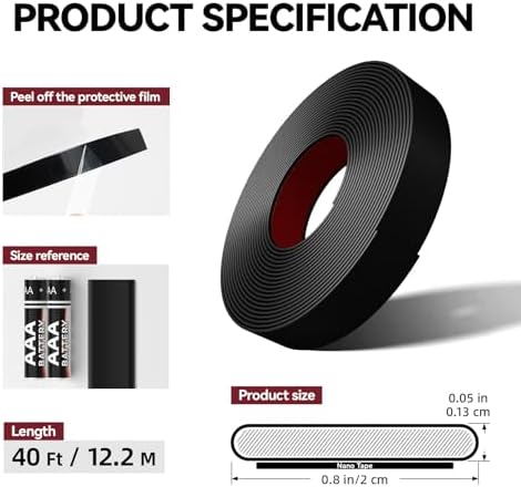 0.79in x 40Ft Peel and Stick Wall Molding Trim Matte Black - Image 2