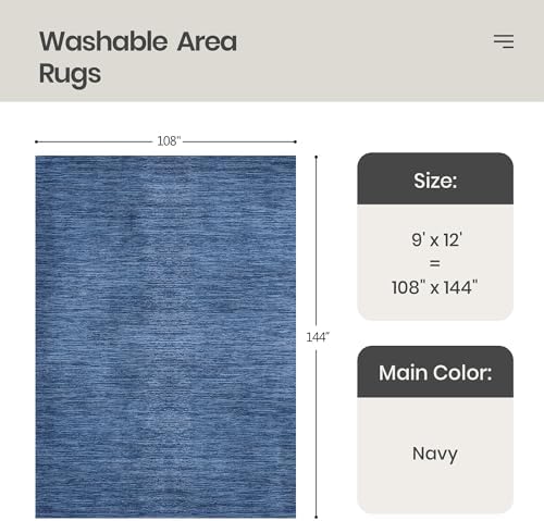 Valenrug 9x12 Area Rug Non Slip, Large Washable Rugs for Living Room Navy - Image 2