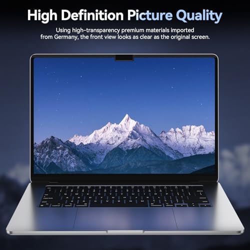 Magnetic Privacy Screen Protector Compatible with MacBook Air 15 Inch (2023-2026, M2 M3 M4 M5), Removable Anti Spy Blue Light Glare Shield Film Laptop Privacy Filter for Apple Mac Air 15.3 - Image 5