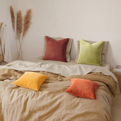Topfinel Decorative Throw Pillow Covers Cushion Cases, Set of 4 Soft Velvet Modern Double-Sided Designs, Mix and Match for Home Decor, Pillow Inserts Not Included (12x12 inch, Yellow/Orange) - Image 7