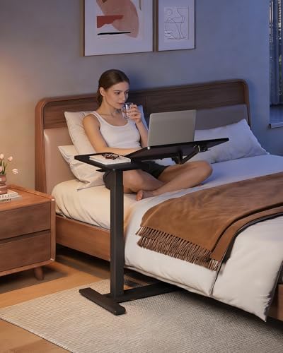 SANODESK 28''Overbed Table Gas Spring Lifting with Wheels&Tilting Desktop - Image 2