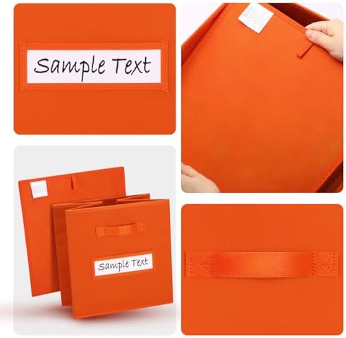 Fabric storage cubes (8 Pack) 11 Inch Cube Storage Bin, cube organizer bins with 8 Labels Window Cards & a Pen, Foldable cube organizer bins and Storage Box, Orange - Image 3