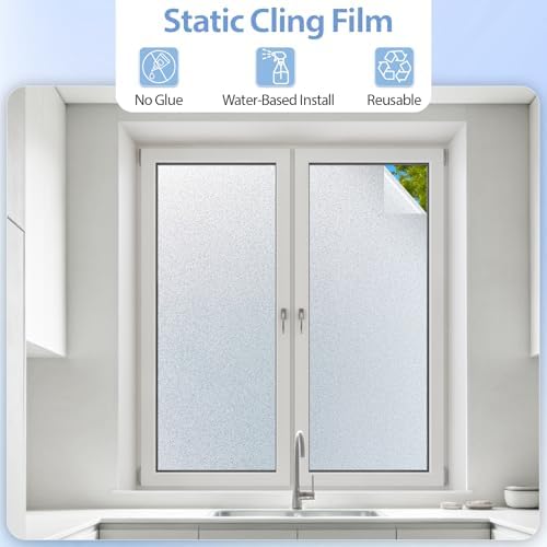 GTJ Frosted Glass Window Privacy Film, Static Cling No Glue, 17.5x157.5 in - Image 5
