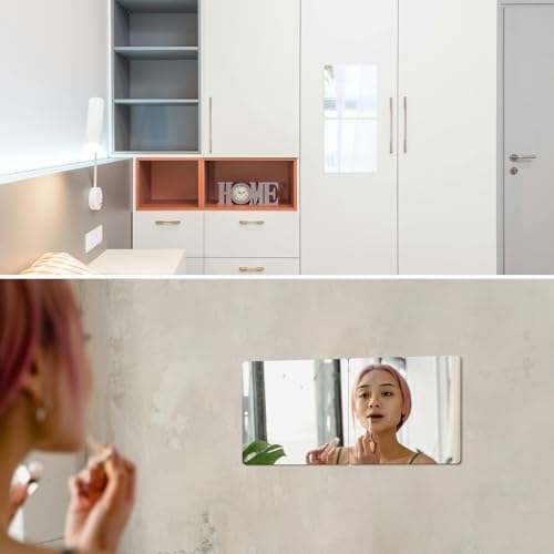 yuntop 2 Pack Self Adhesive Acrylic Mirror, 2MM Flexible Plastic Mirror, Shatterproof PS Frameless Wall Mirror for Bathroom Vanity and Entryway (12 x 12 inch) - Image 5