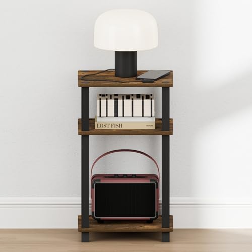 Furinno JUST 3-Tier Toolless Night Stand, Open Shelf, Amber Pine - Image 5