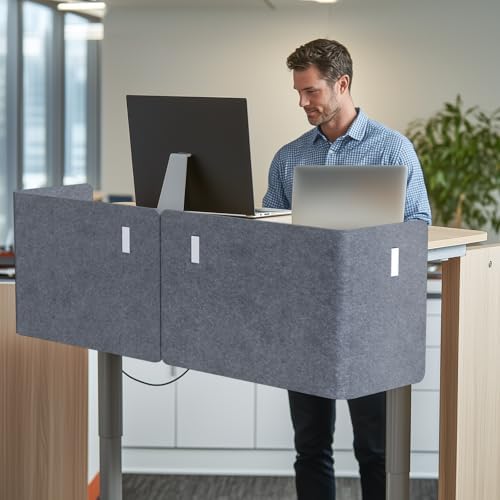 Desk Privacy Panel,2PCS L-Shaped Clamp-On Office Desk Divider,47.2" x 15.7" - Image 6