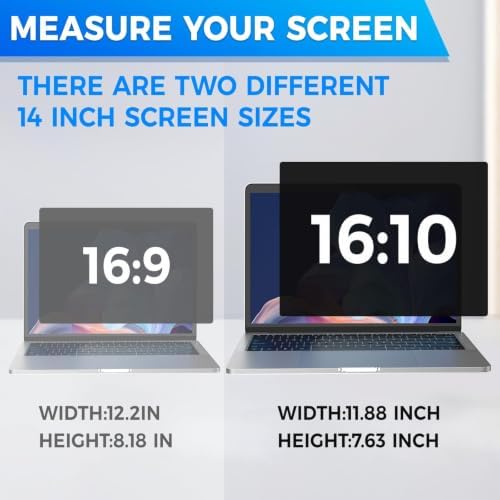 Magnetic Laptop Privacy Screen Filter 14 inch for 16:10 Widescreen Computer Monitor, Removable Anti Blue Light Privacy Shield, Anti-Glare Protector - Image 3