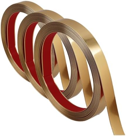 Lunghaa Peel and Stick Finish Molding Trim, Flexible Decoration Strip for Wall Tile Edge, Mirror, Cabinet, Furniture and DIY Home Decoration (Brushed Gold, 16.4 ft x 0.8 in) (Pack of 3) by LunghaaHomeDecor