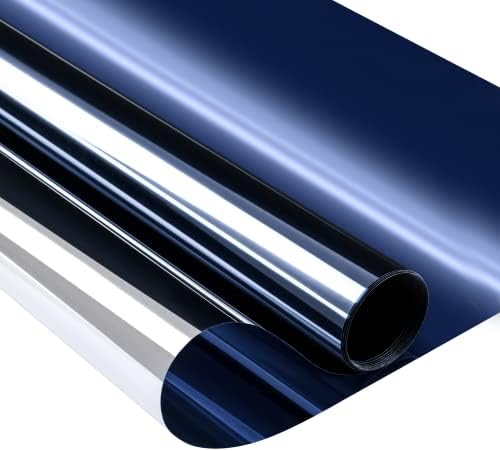 Niviy One Way Window Film Daytime Privacy Mirror Effect Reflective Window Tint for Home Self Adhesive UV Sun Blocking Heat Control Glass Door Films 35.4 x 78.7 inches Blue Silver by Niviy