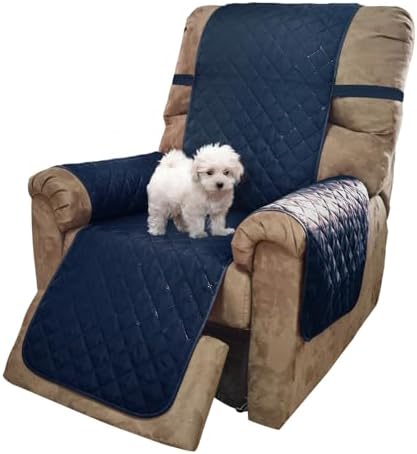 U-NICE HOME Reversible 23''Recliner Small Chair Cover, Navy/Taupe by U-NICEHOME