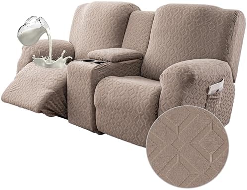 Genina Waterproof Recliner Loveseat Cover,2 Seat with Console,Taupe by Genina