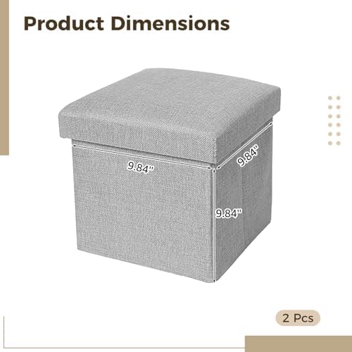 2 Pcs Collapsible Storage Boxes with, Multi-Functional Storage Box, Ideal for Cloths, Toys, Photos, Keepsakes, Greeting Cards, Grey, 10 Inch - Image 3